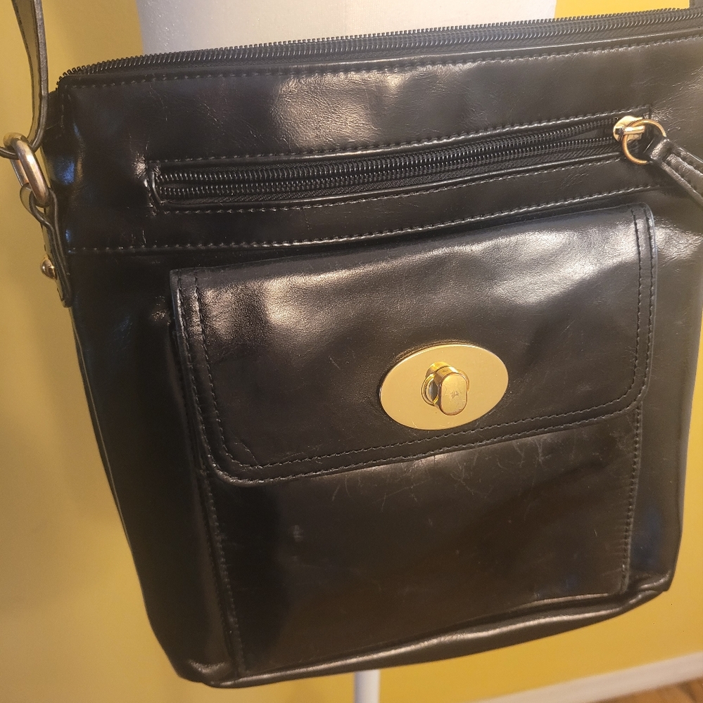 Faux patent leather crossbody